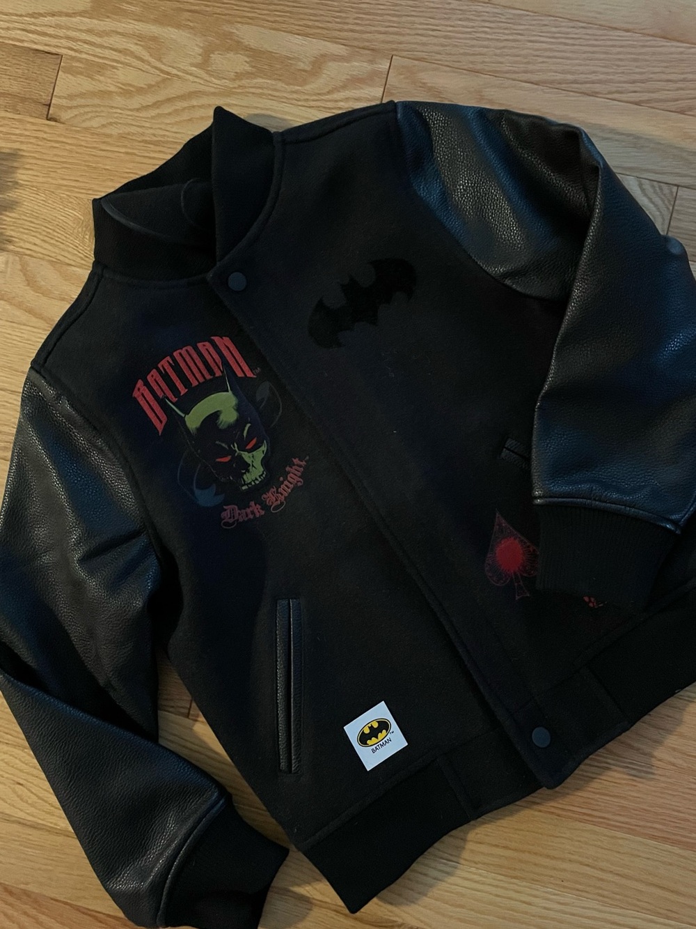 AWESOME DC Comics Batman Dark Knight Graphic Varsity Jacket boys 10-12 quilted